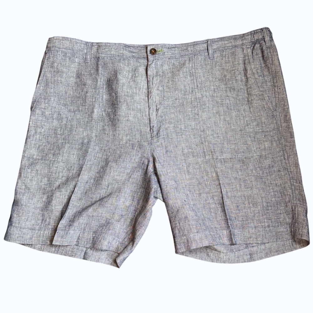 Orvis Mens 100% Linen Shorts Blue Chambray XXL RN 70534
